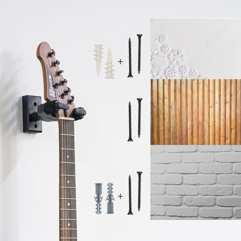 Sondery Guitar Wall Mount Hanger, Auto Lock and Adjustable Hook Holder for Acoustic and Electric Guitar, Ukulele, Bass, Banjo and Mandolin, Safely Cradles Nitro-Finished and High-End Guitars - Image 4